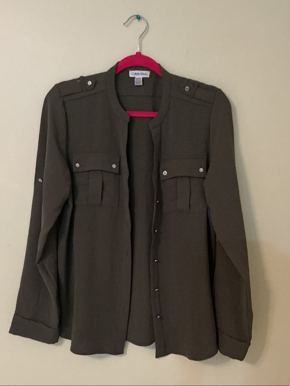Calvin Klein Olive Utility Button-Down Shirt